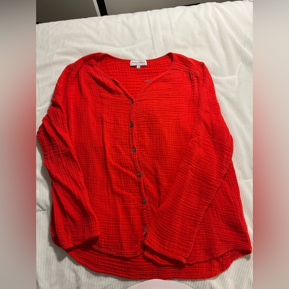Michael Stars Vibrant Red Button-Down Shirt